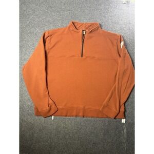 WillBO Orange Cotton Fleece 1/4 Zip Pullover Sweatshirt Large
